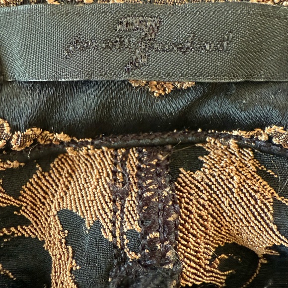 7 For All Mankind Jacquard Black & Gold Metallic Sateen Pants Size 26 - Picture 4 of 6